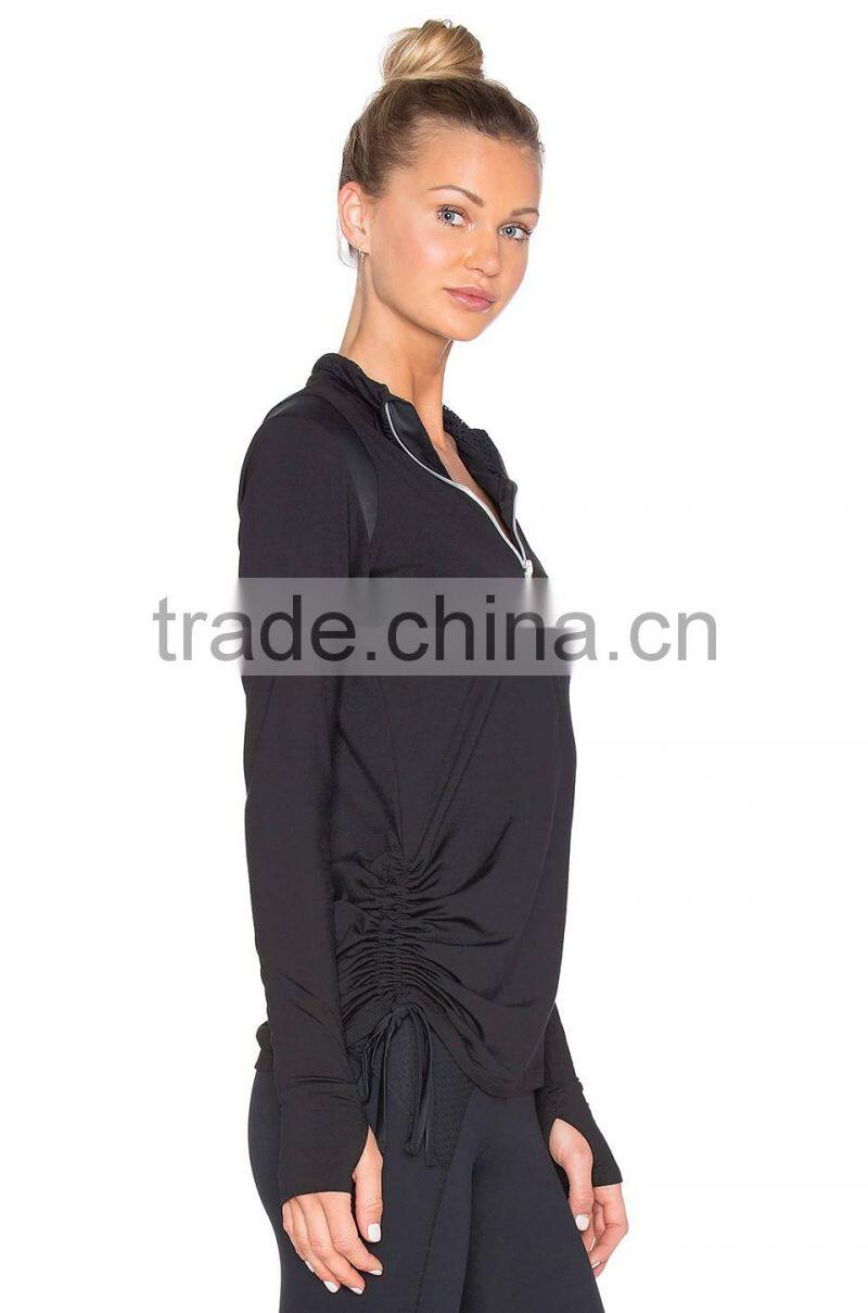 2016 Winter wholesale women Long sleeved sweat100% cotton plain full zip hoodie