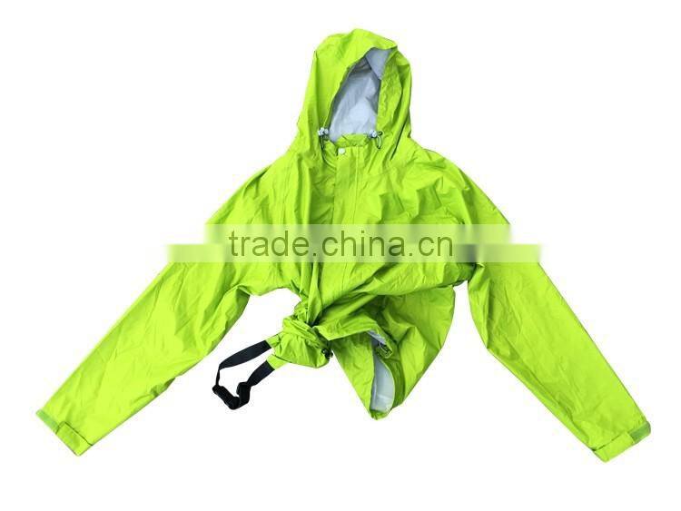 Waterproof raincoat men varsity handbag raincoat polyester rain jacket with pouch bag