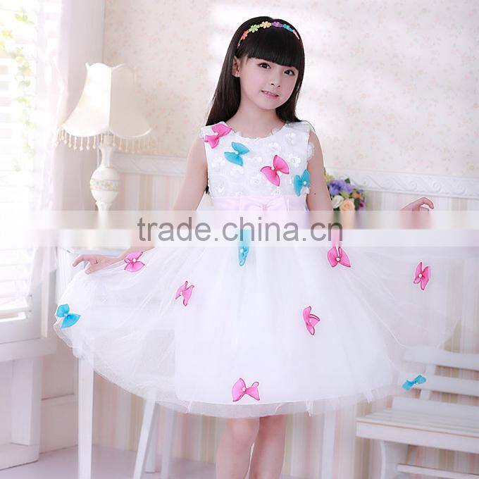 2016 Newest Girls Wedding Dresses Bows White Princess Kids Dress For Korean Style Children Clothes GD40829-9
