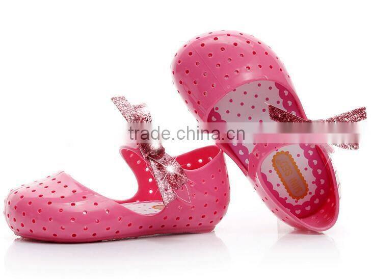 Shining side bow velcro type mini melissa jelly shoes