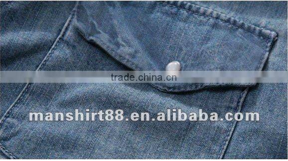 High quality Light blue 100%Cotton Washed Denim/Retro Cowboy Shirt for men with S,M,L,XL,XXL