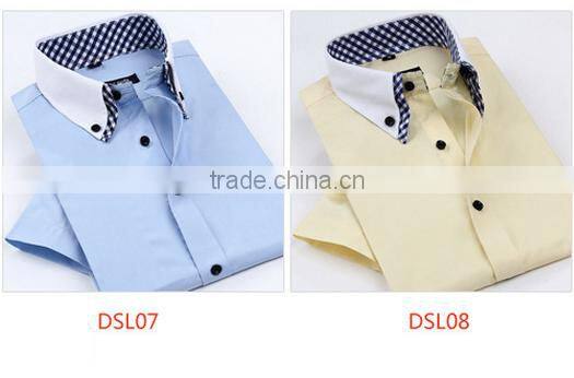 Short sleeve summer men's clothing wine red fashionable casual foe men double collar contrast color dress shirt
