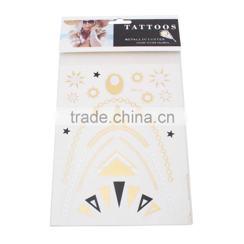 Hot Sale Triangle Pattern Metallicluster Waterproof Temporary Tattoo Stickers
