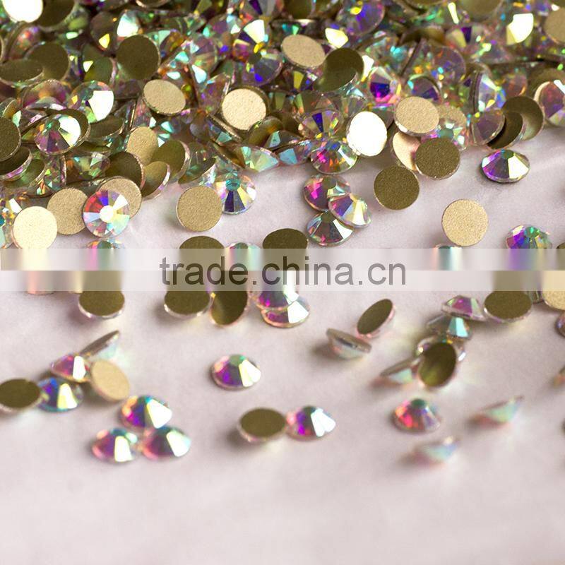 NHF 2058 crystalAB Chaton flat back glass nail rhinestones