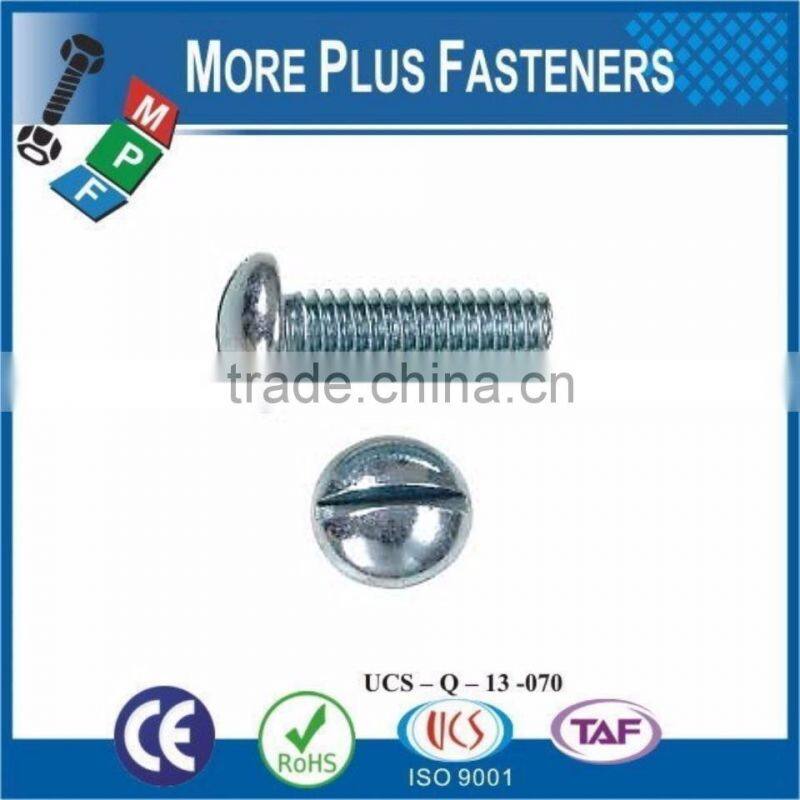 Made in Taiwan Brass Stainless Steel Zinc Plated Round Slot Machine Screw