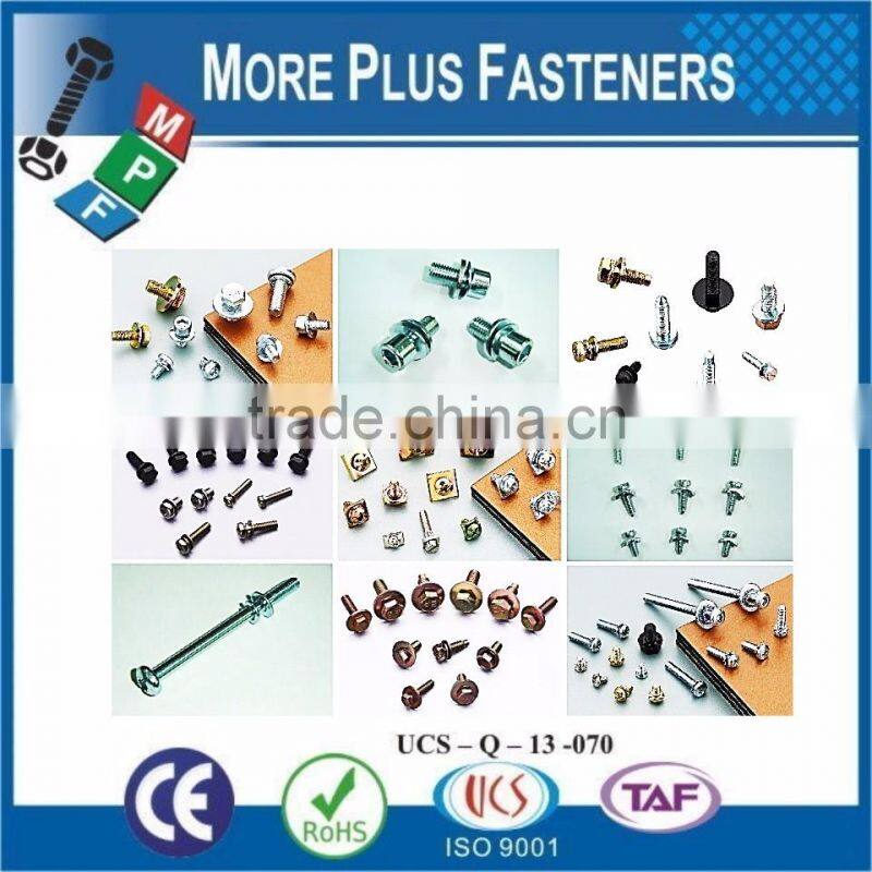Made in Taiwan Standard and Non Standard SEMS Screw Captive Screws Zinc Plated Yellow Zinc Plated