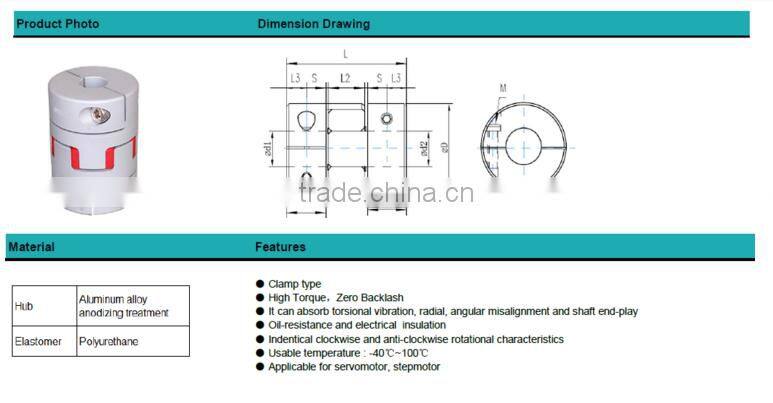 6.35mm*10mm shaft reducer coupling motor coupling for stepper motor