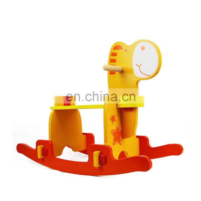 High Quality Toys Montessori Solid Wooden Adjustable Rocking Horse For Kids