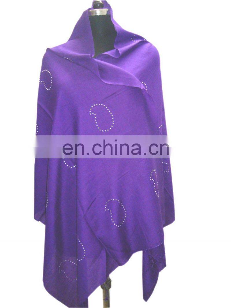 Silk Pashmina wool shawls With Swarvoski crystal