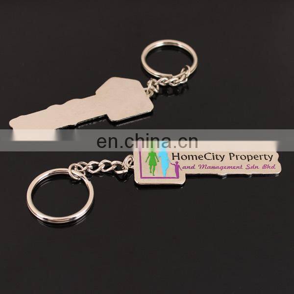 Custom logo Key shaped metal keychain