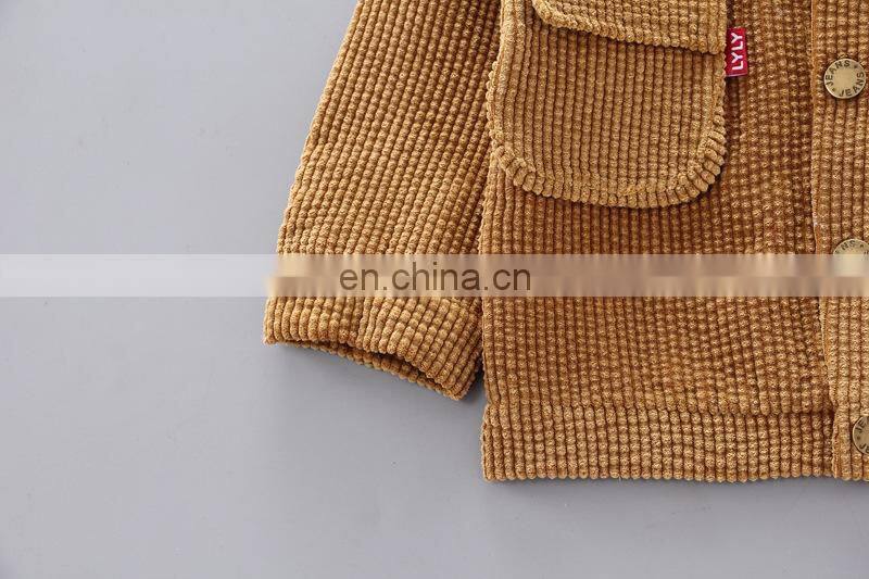 Boy Fall Suit 2020 New Children Style Korean Corduroy 3 Pieces Button Up Jacket ,Tshirt And Pants
