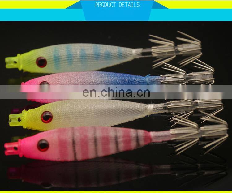New Arrival 4g 8cm Sea Fishing Lure wood Shrimp Squid Octopus Soft Baits Lures High quality squid hook squid jigs