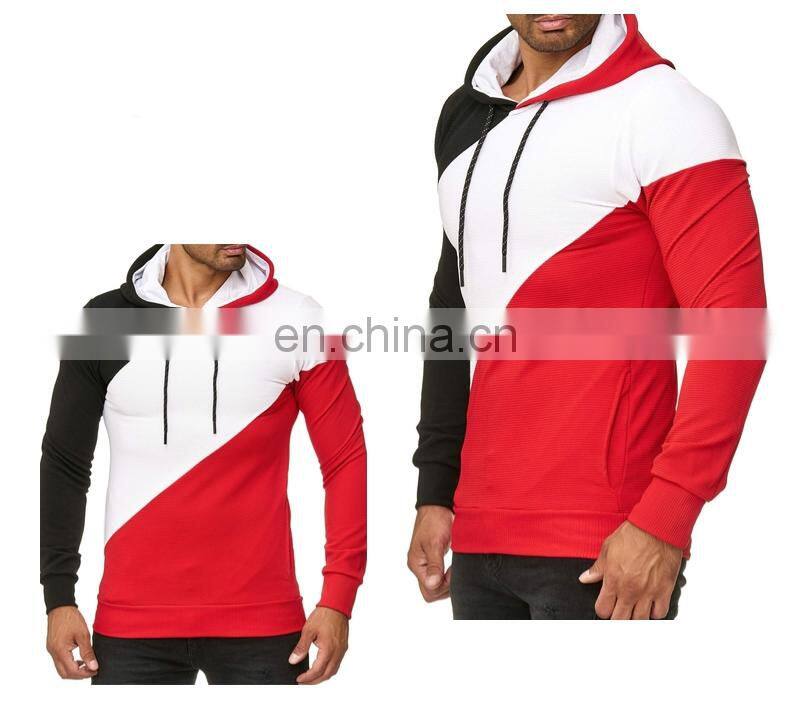 Wholesale custom brand spring and autumn 3D stair cloth striped sweater, personalized color matching hooded loose large size men