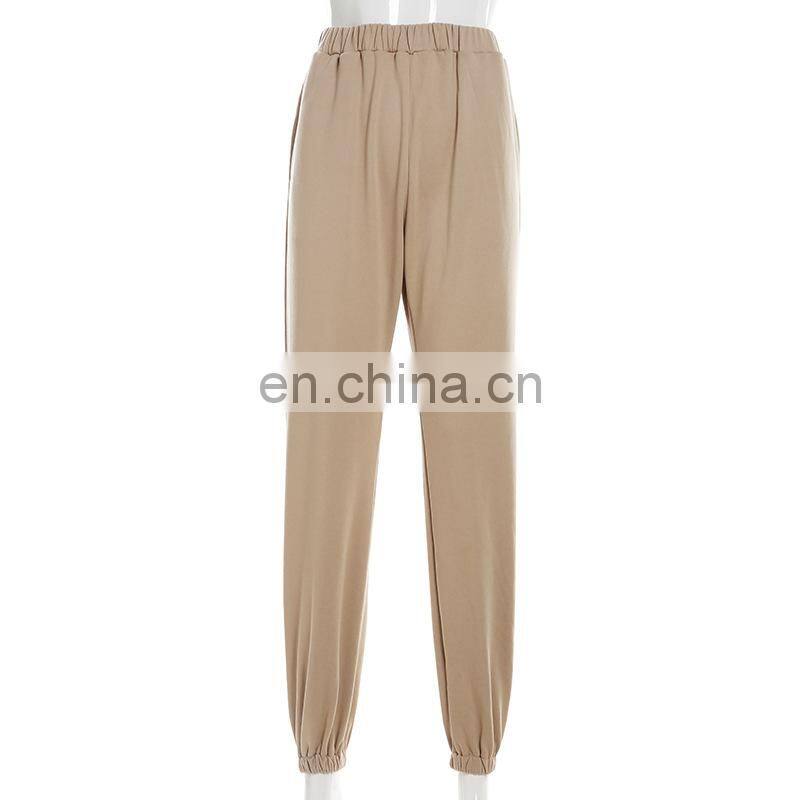 Europe and the United States 2021 foreign trade hot style women's clothing new trend basic earth color casual trousers trousers