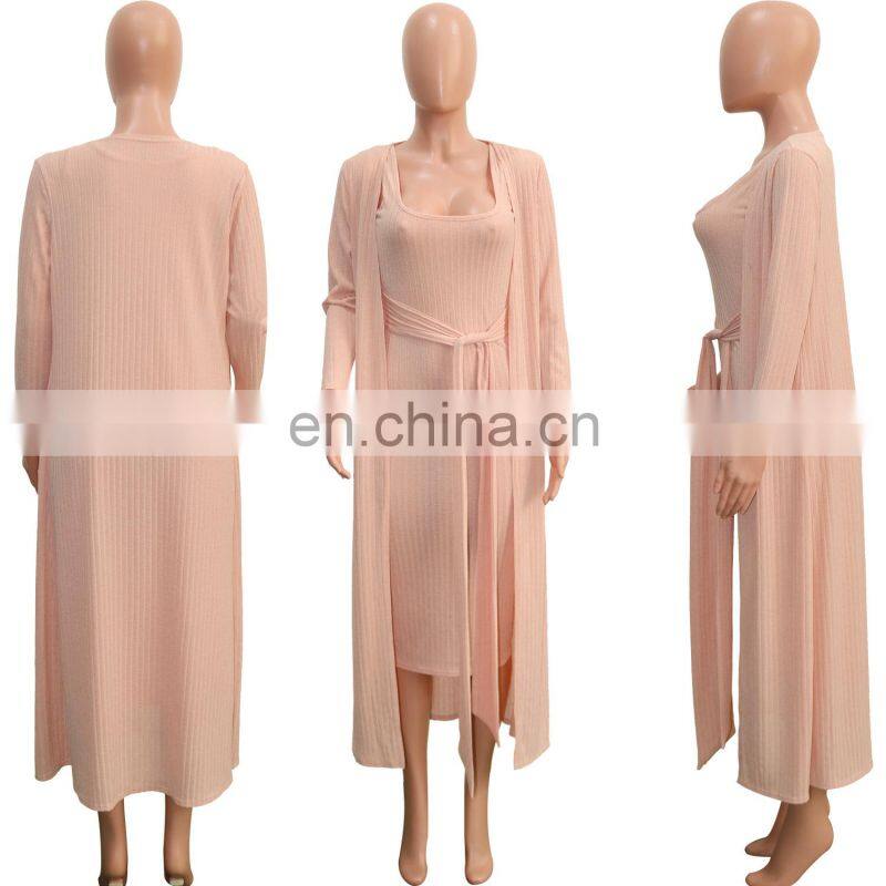 Cross-border fashion sexy suit 2021 new pit strip long-sleeved trendy cloak suspender skirt two-piece suit
