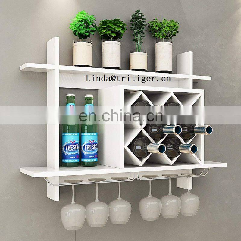Wholesale cheap price wall mounted wooden display bottle wine rack for home decoration