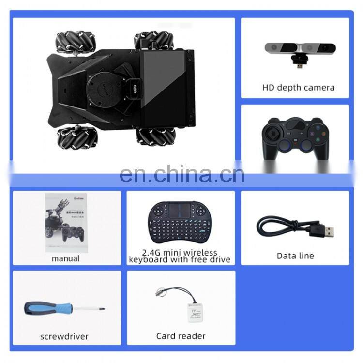 Assembled ROS MROS Lidar Car Mecanum Wheel Robot Car With 7" Touch Screen Range 12M/39.4FT
