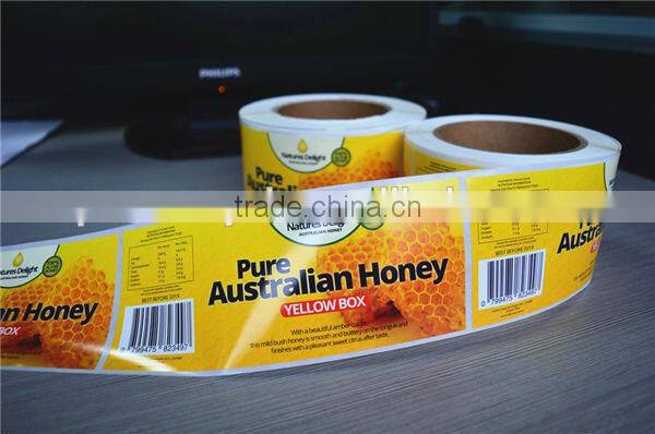 Custom adhesive label for plastic food packaging