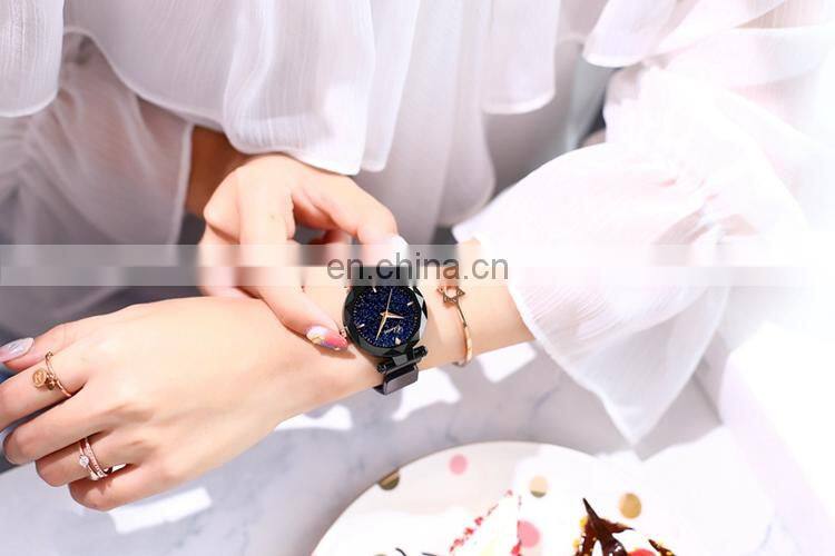 CHENXI 306 Personality Starry sky Stainless Steel Mesh Strap Women Woman Quartz Magnet Watch