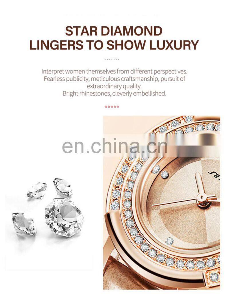 SINOBI Girls Leather Wristwatch S9841G Woman Gorgeous Watches OEM ODM Custom Logo Lady Watch Dazzling Hand Watch
