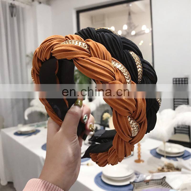 New Fashion DIY Multiple knots Hairbands For Women Ladies High-end Hair Band Wide Side Hair Accessories