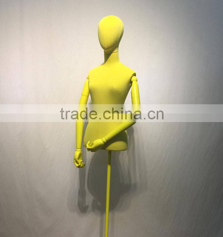 high quality fiberglass mannequin torso with wood arms