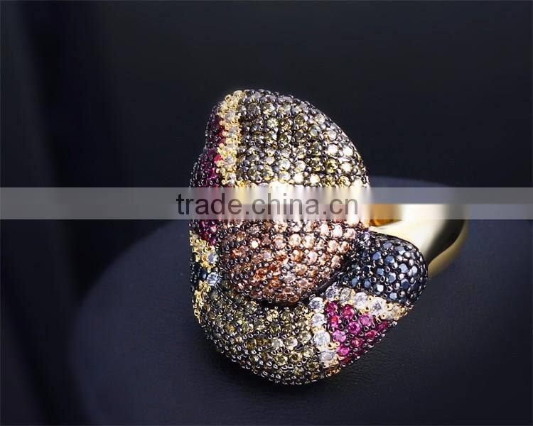 Grand Luxury Multi Color Snake Design Chunky Jewelry Bijoux Cocktail Party Ring