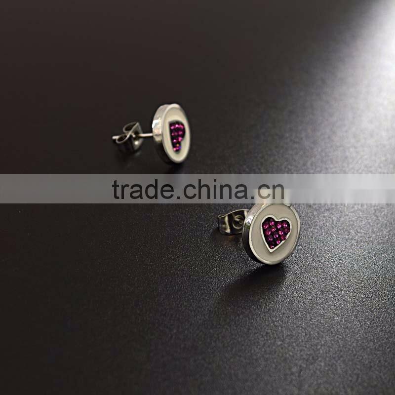 Stainless steel girlfriend heart pendant necklace earring red heart jewelry