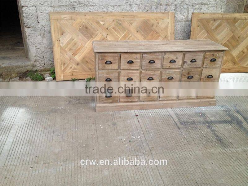 RE-1526 Vintage Living Room Furniture Recycled Elm Cabinet with 18 Drawers