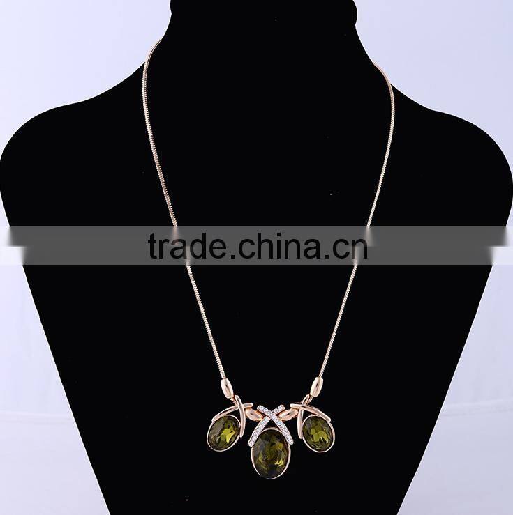 2016 Fashion long chain crystal pendant necklace simple design women jewelry