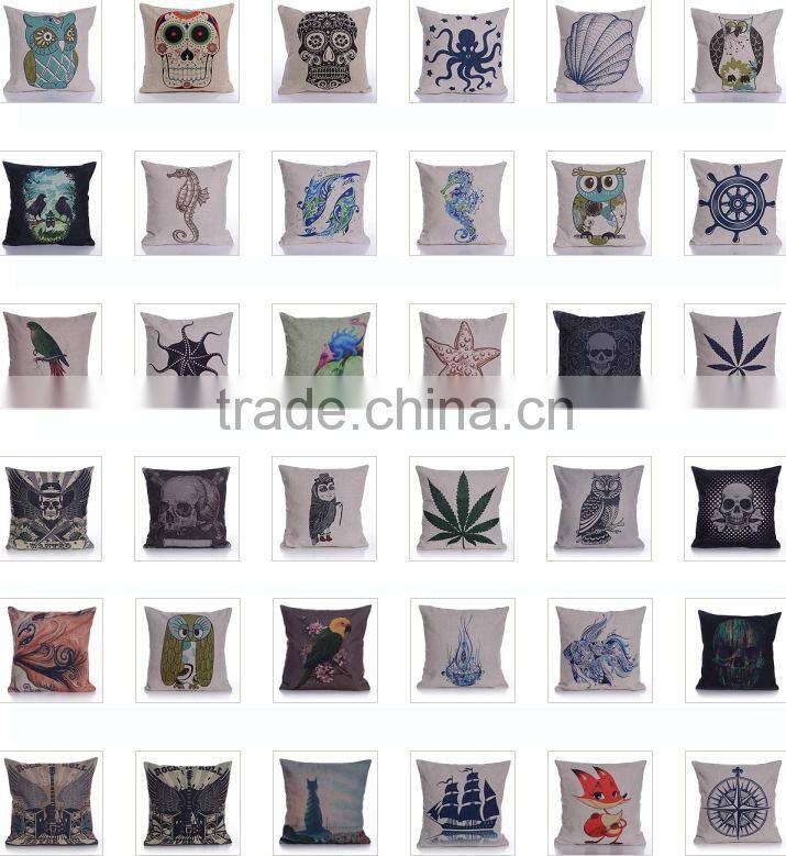 Soft Linen Cotton material Pillow case for car sofa home decor customized cushion cover case skull printed