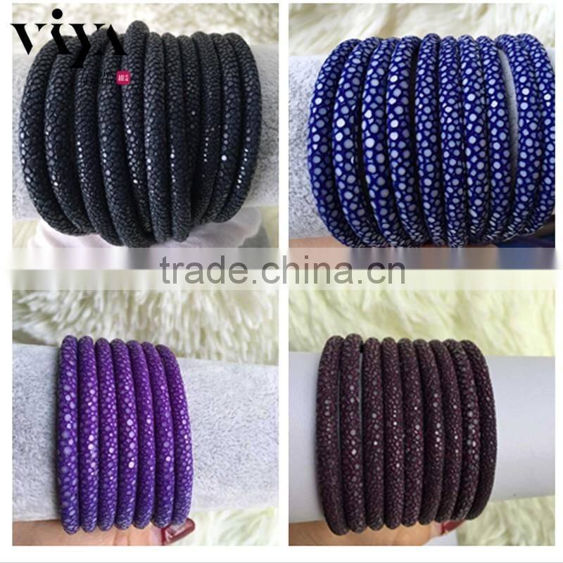 Viya High Quality 100% Genuine Stingray Leather Cord Wholesale Prices For Men Bracelet