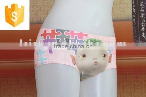 Cute cartoon Huba pattern laser cut panties, one piece sexy girl panty