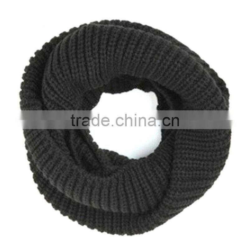 Hot Selling Fashion Women Plain Circle Loop Wool Knitted Scarf