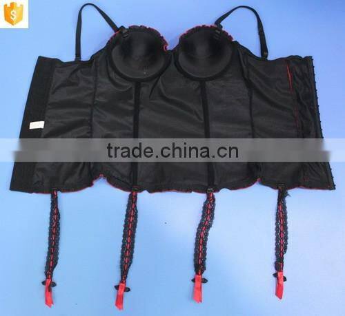 black red sexy shapewear,slimming body suit with red bow