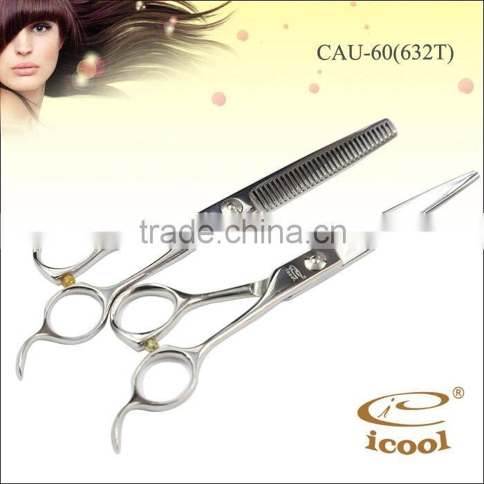 CAU-60(632T) Straight Blade Type and Hair Application professional barber scissors