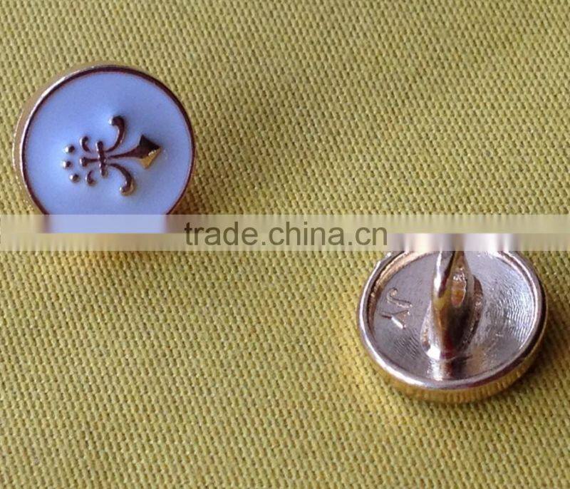 Anchor Logo white Color Enamelled Metal Shank Button --- M1876