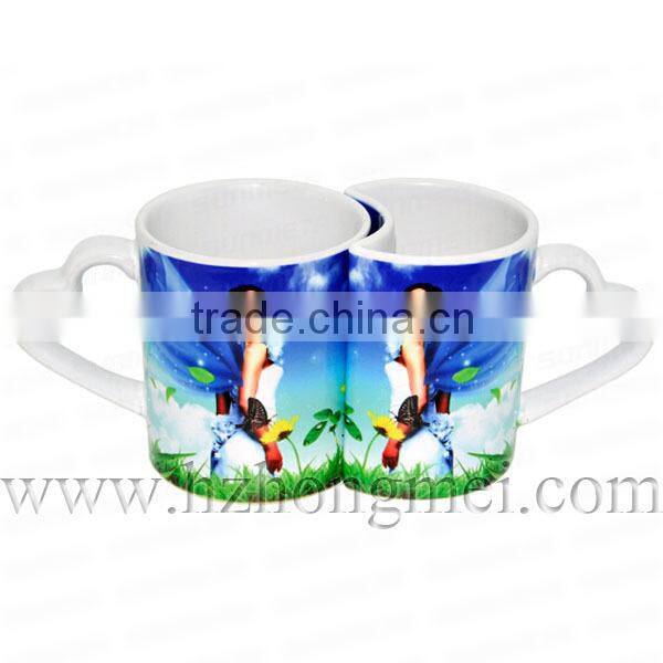 DIY 2015 New Hot Selling Plain Ceramic Lover Heat Transfer Mug Coating Cup