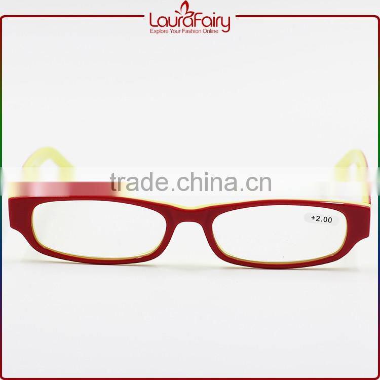 Laura Fairy Personal Red Yellow Plastic Acetate Japanese Optics Reading Glasses 2.0