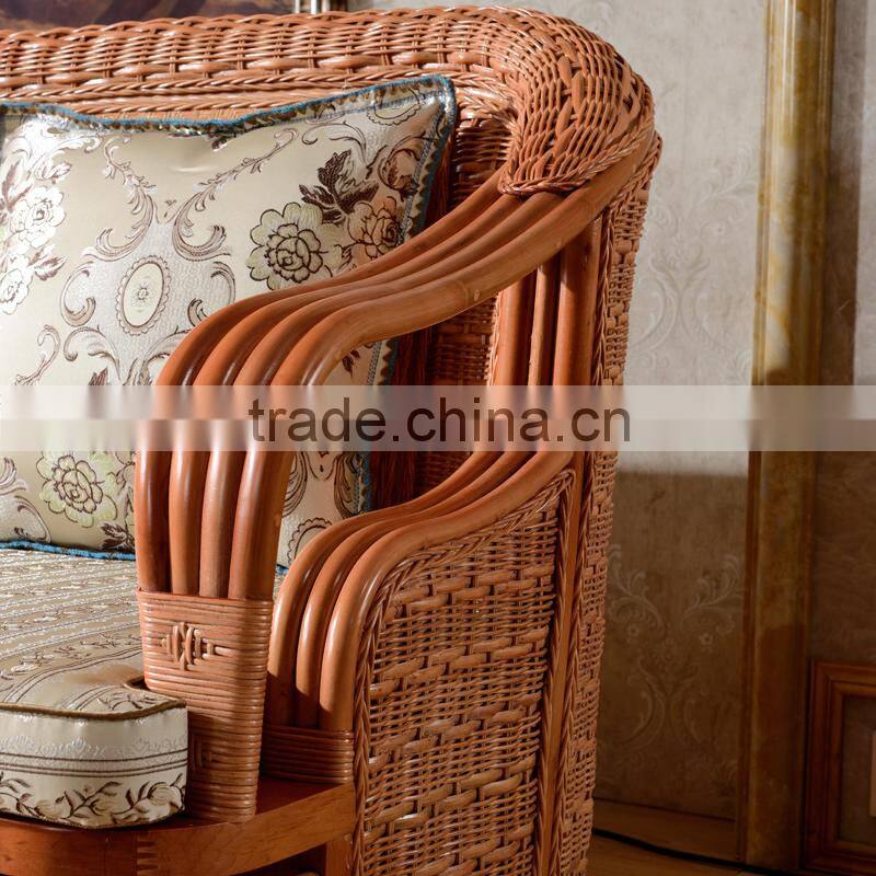 High Quality Indoor Vintage 1+2+3 sofa sets of Cane Rattan Furniture for salon 2015