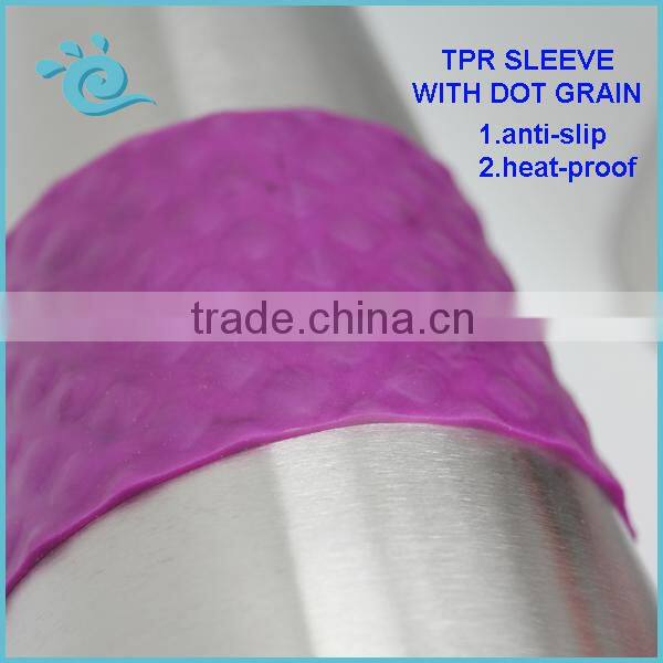 Good Quality 450ML Double Wall Stainless Isolated Coffee Mug with Anti-Slip Sleeve and Slant Lid