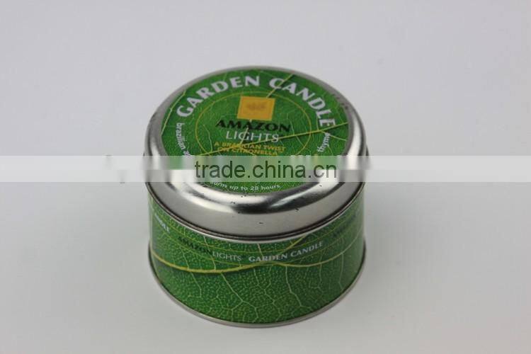 Round soy scented tin candle with English style