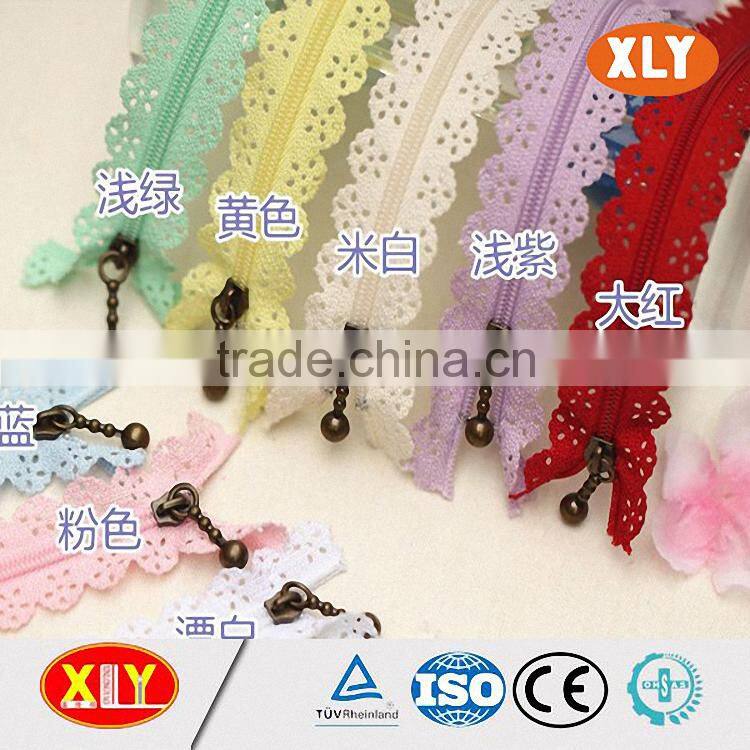 Flower border open end custom metal zipper for garment