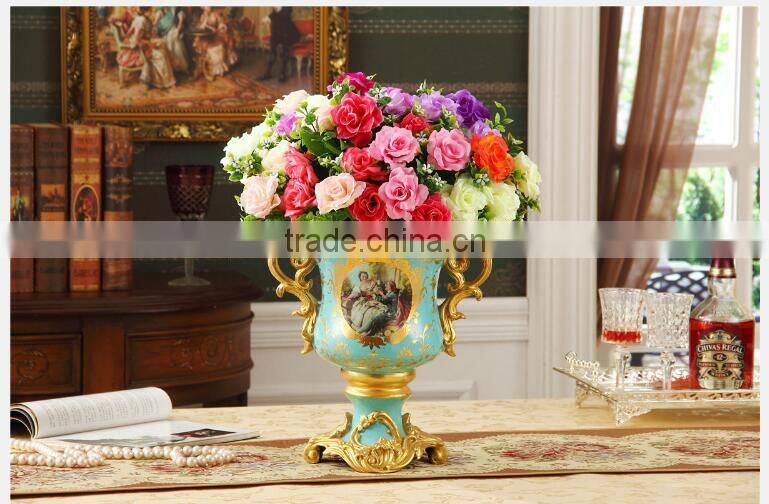 Antique brass European porcelain flower pots for home deco