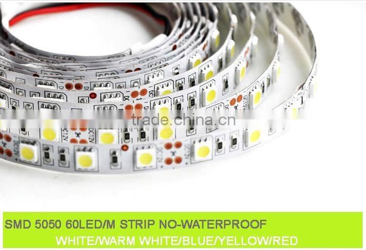 DC 12V NO-WATERPROOF SMD 5050 LED FCLEXIBLE STRIP TAPE 60LED/METER 14.4W/METER 720LM/M LIGHT DOUBLE SIDED TAPE CE/ROHS NEW