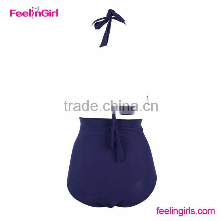 Fashion Extreme Sexy Girls Blue Halter Tankini Swimsuit