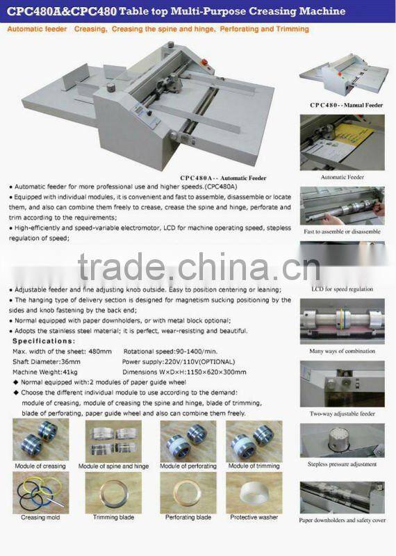 Professional manufacturer 480mm Electrical multi purpose Paper Creasing machine