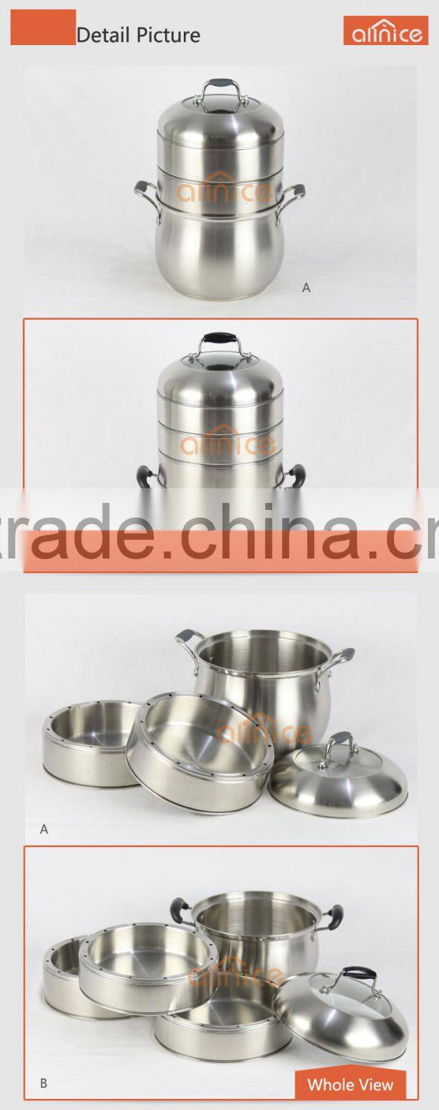 Multi-user-4 Layers Energy Efficiency Steamer Pot with Combined Lid energy-saving