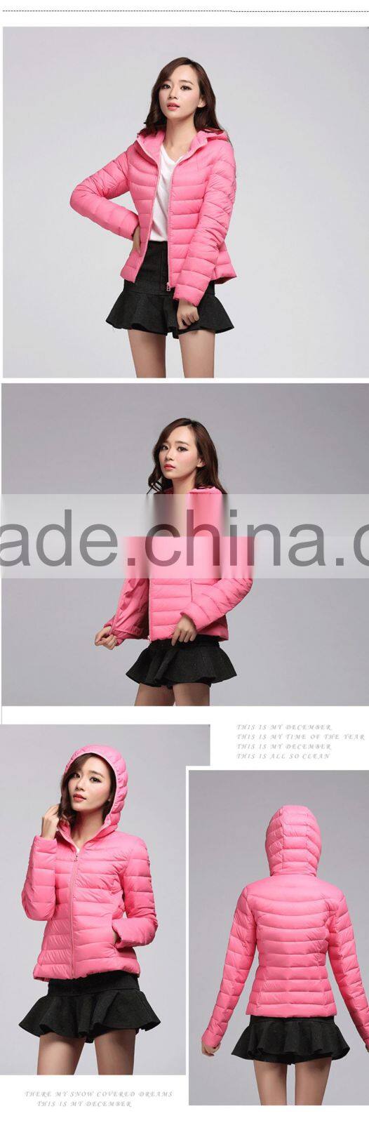 2015 sexy women slim hooded thin down coats