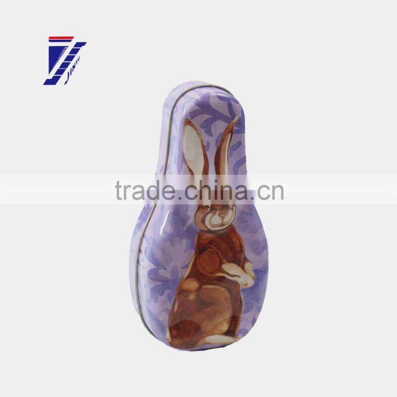 first grade rabbit shaped cartoon candy tin box